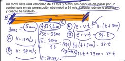 Problema resuelto Fisica 4º ESO  Cinematica  Persecuciones de moviles