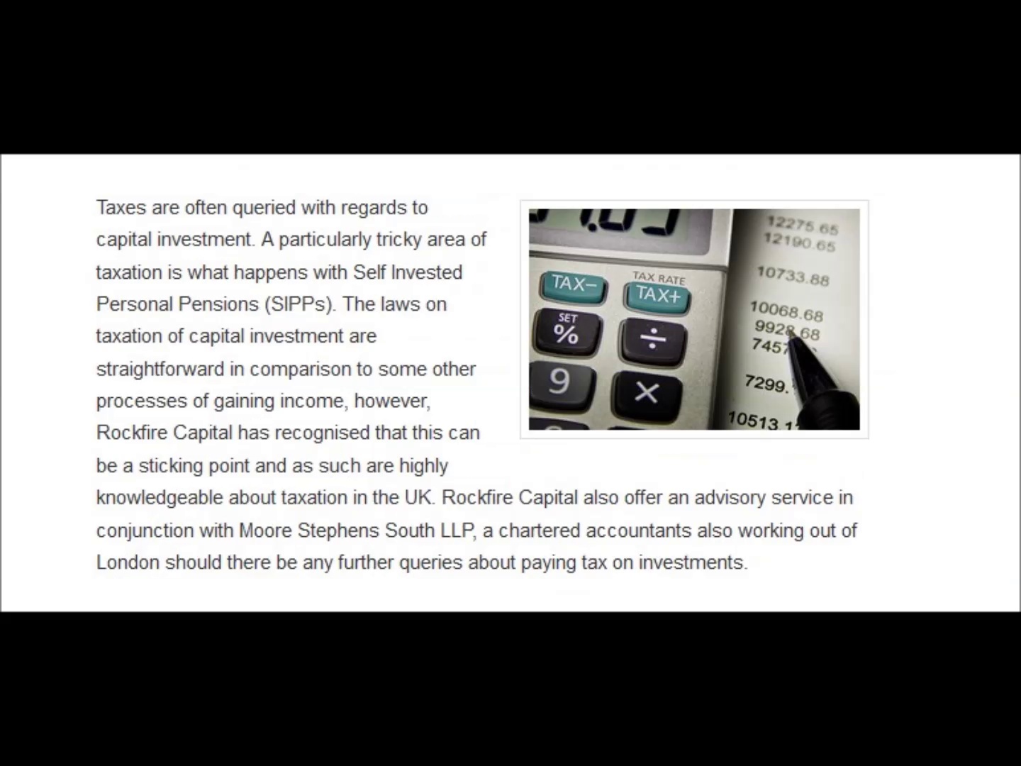 Rockfire Investment Management | Information Regarding Capital Investment