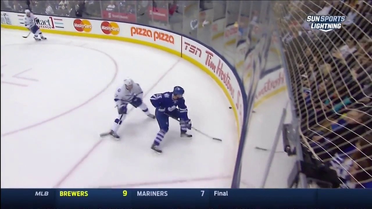 Violent Hockey Fight : head in the wall - Alex Killorn boards Paul Ranger