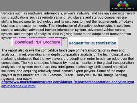 Transportation Systems Market (Management, Analytics & Control Systems) Worth $57.46 Billion by 2018