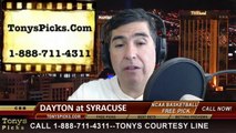 Syracuse Orange vs. Dayton Flyers Pick Prediction NCAA Tournament College Basketball Odds Preview 3-22-2014