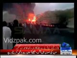 Horrible Accident in Balochistan ( Footage shows massive blaze due to collision of truck & Coaches )