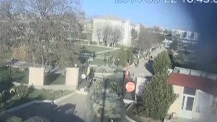 Russian armored vehicle attempts to enter Crimea airbase