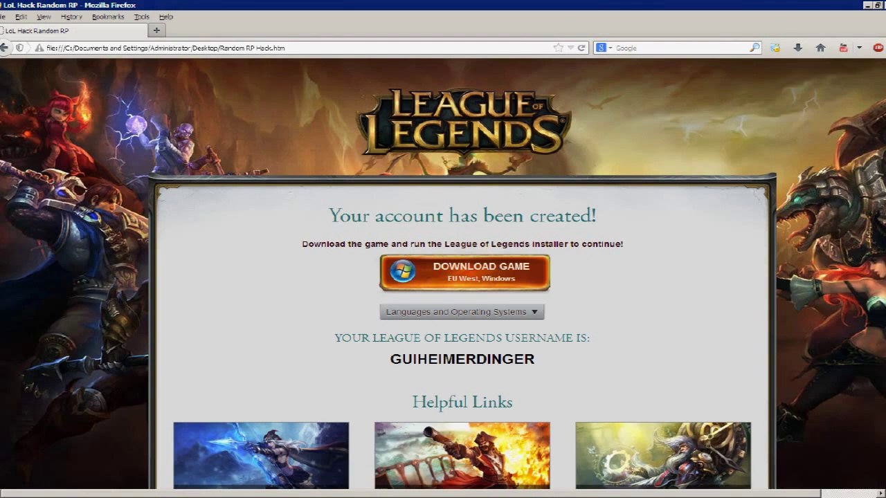 League of Legends RP hack (Free RP - 4.4 Patch) 2014 NEW WORKING 100% NO SURVEY !!