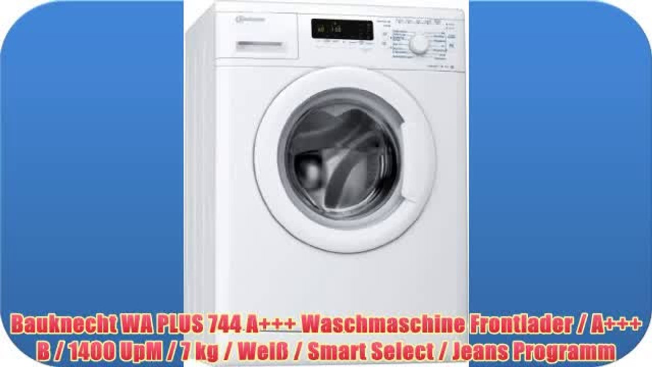 Bauknecht WA PLUS 744 Waschmaschinen Test 2014