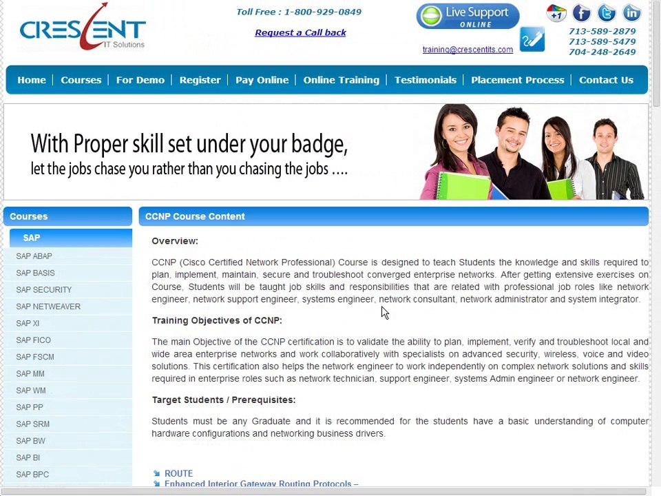 Cisco CCNP Course Content - Cisco CCNP Online Training and Placement