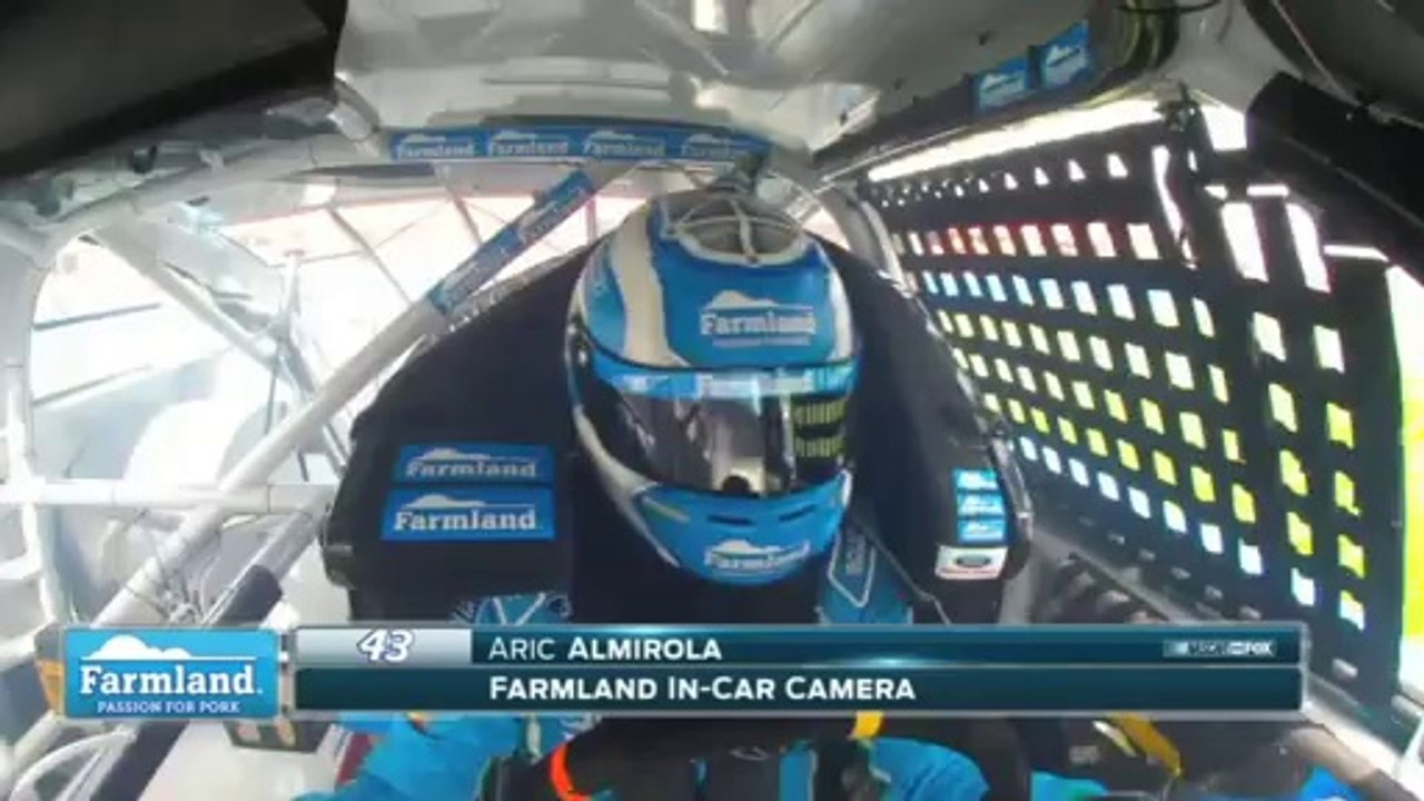 Crash between Brian Scott & Aric Almirola at the Fontana NASCAR Sprint Cup