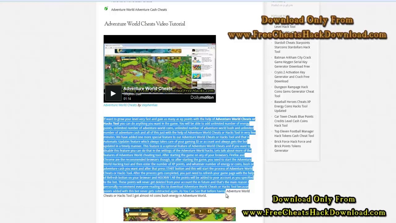Adventure World Hack 2014 Update (No Survey)