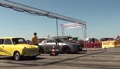 Nissan GTR Vs. old collection car! The Trabant car wins!