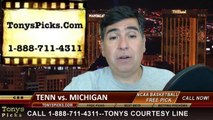 Michigan Wolverines vs. Tennessee Volunteers Pick Prediction NCAA Tournament College Basketball Odds Preview 3-28-2014