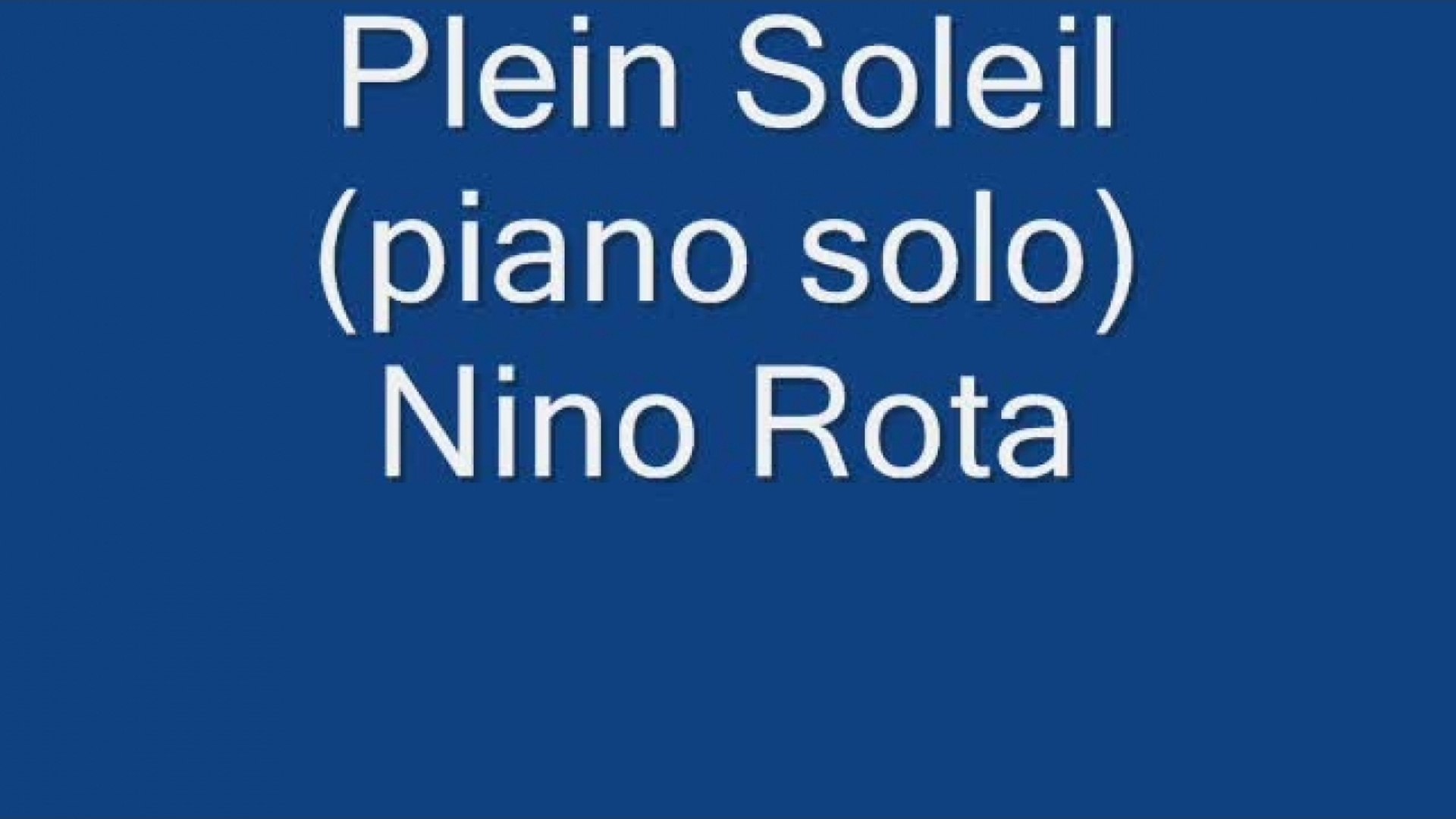 Mercuzio Pianist - Plein Soleil - Nino Rota
