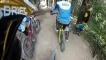 Unexpected Turn Causes Mountain Bike Pileup