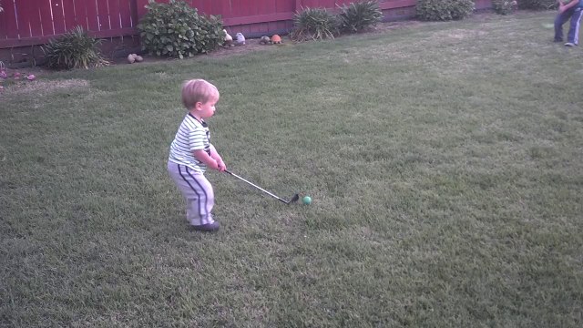 Two-Year-Old Nails Dad With Golf Swing