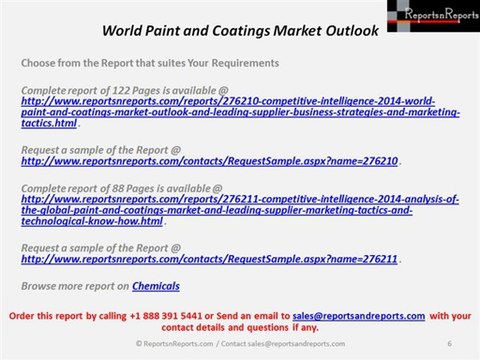 Global Paint and Coatings Market a Detailed Analysis, Development and Forecast 2018