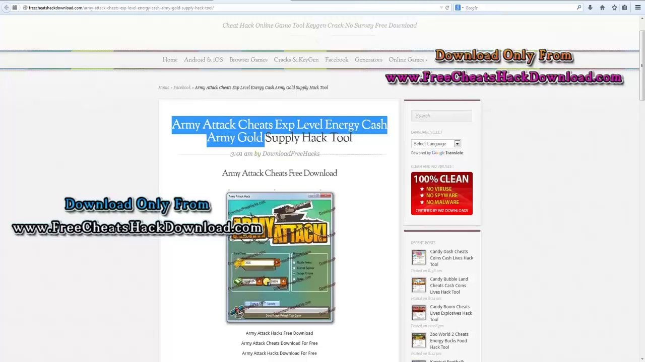 Army Attack Cheats Cash Gold Hack Tool (2014 Update)
