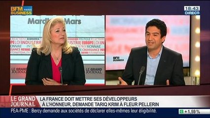 Tariq Krim, fondateur de Jolicloud, pour la remise de son rapport "Les développeurs, un atout pour la France" à Fleur Pellerin, dans Le Grand Journal - 25/03 4/5