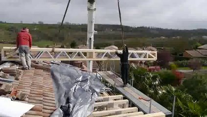 Surelevation, installation poutre POSI à Toulouse