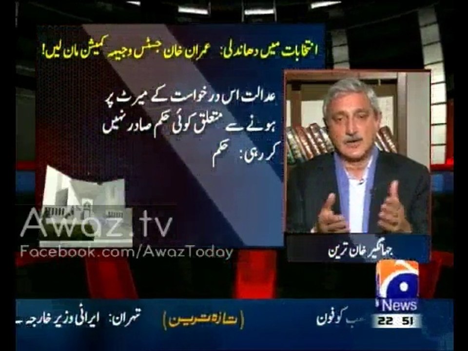 Jahangir Khan Tareen on Geo TV -Aaj Kamran Khan Kay Saath– 16th December 2013
