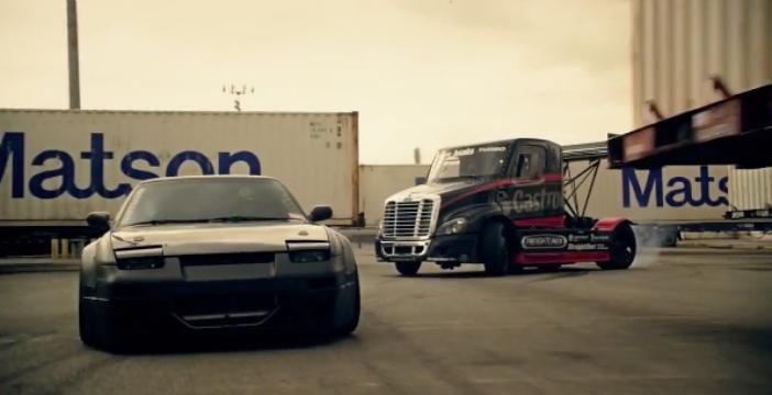Insane Semi Truck VS car Drifting in Size matters 2 with Mike Ryan