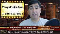 Virginia Cavaliers vs. Michigan St Spartans Pick Prediction NCAA College Basketball Odds Preview 3-28-2014