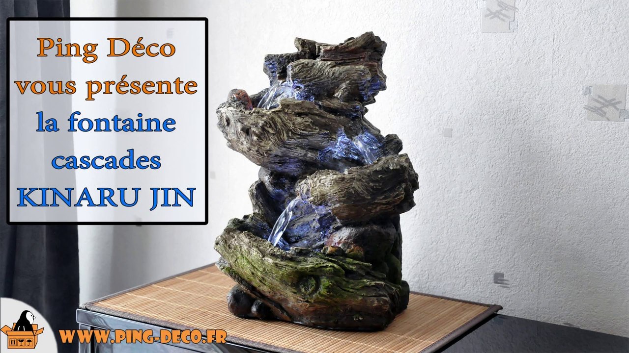 Grande fontaine d'intérieur nature cascade lumineuse KINARU JIN sur WWW.PING-DECO.FR