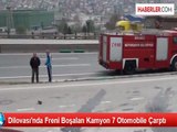 Dilovası'nda Freni Boşalan Kamyon 7 Otomobile Çarptı