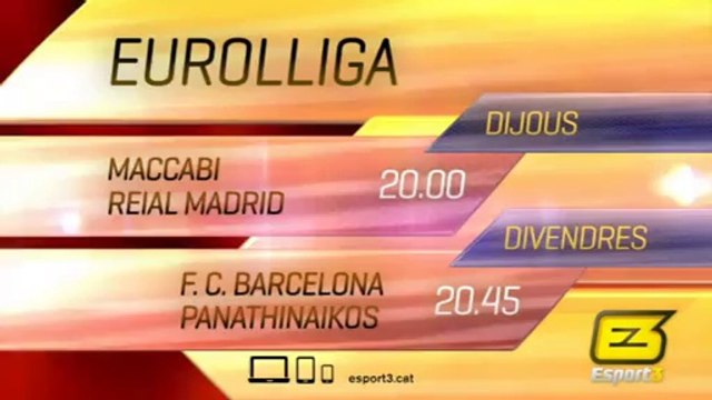 TV3 - Dijous i divendres - L'Eurolliga de Bàsquet al canal Esport3