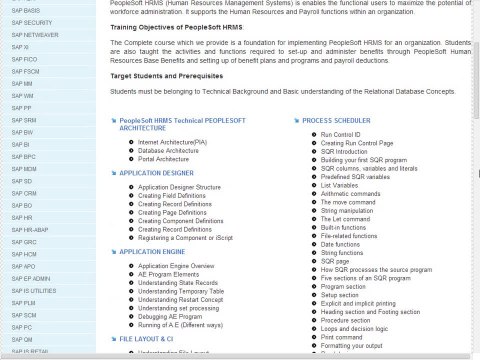 PeopleSoft HRMS Course Content - PeopleSoft HRMS Online Training and Placement
