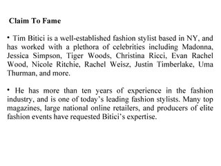 Tim Bitici Treasured Fashion Expert