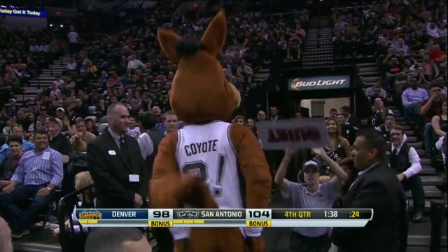 Spurs Mascot The Coyote, hit by a ball and Loses His Eyes