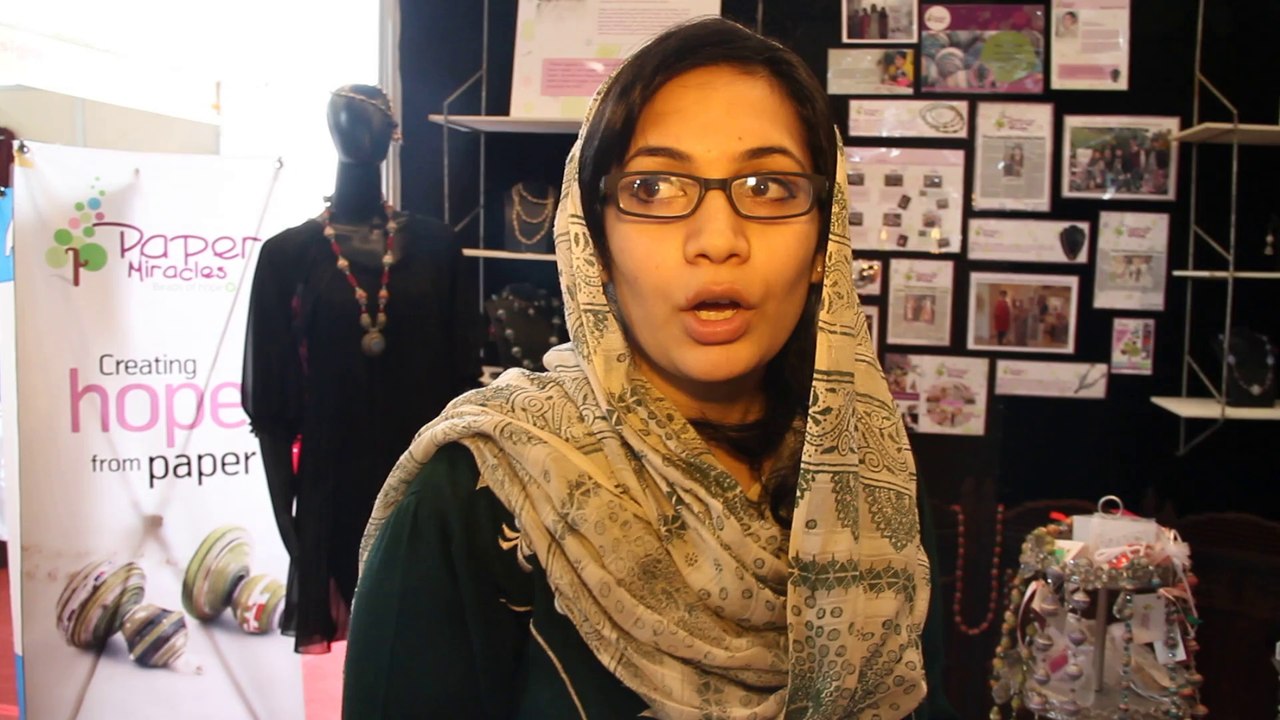 Paper Miracles (Paper bead jewelry) video TDAP expo stall Women Expo 8th Wexnet 2014 Expo 21-23 March 2014 Centre Lahore Pakistan
