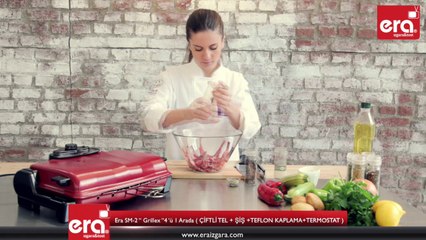 Era SM-2 “ Grillex “4 ‘Ü 1 Arada- Çiftli Tel + Şiş +Teflon Kaplama+Termostat - Kapaklı -Kokusuz-Dumansız- Yıkanabilir- Elektrikli Izgara