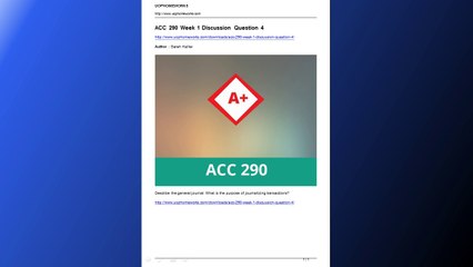 ACC 290 Week 1 Discussion Question 4