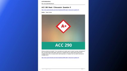 ACC 290 Week 1 Discussion Question 5