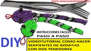 COMO HACER UNA SERPIENTE DE GOMITAS CON DOS TENEDORES. VIDEO TUTORIAL DIY