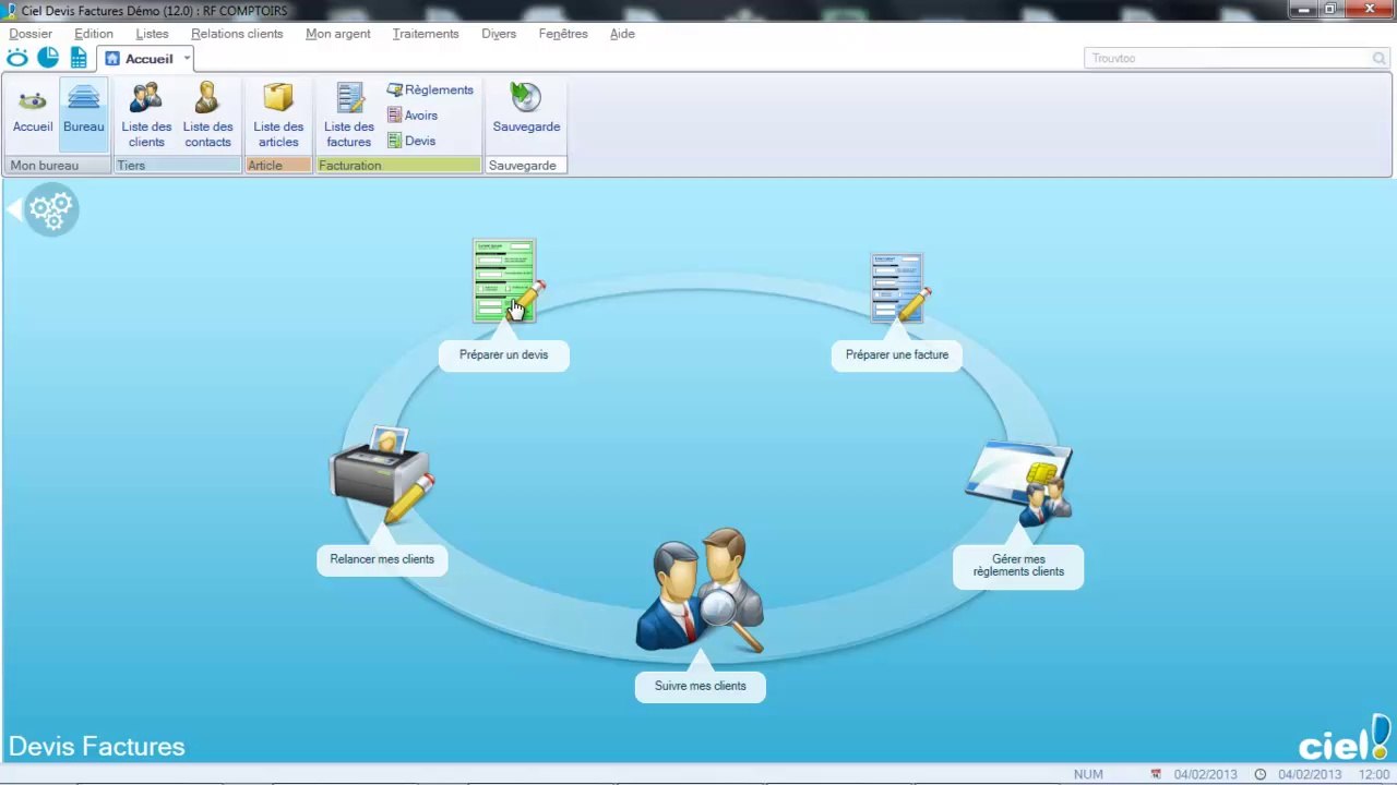 CIEL devis facture : Création des devis