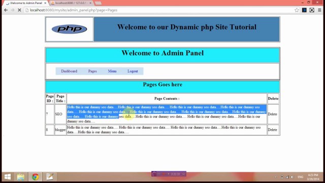 how to delete pages and navigation in php [howpk.com]