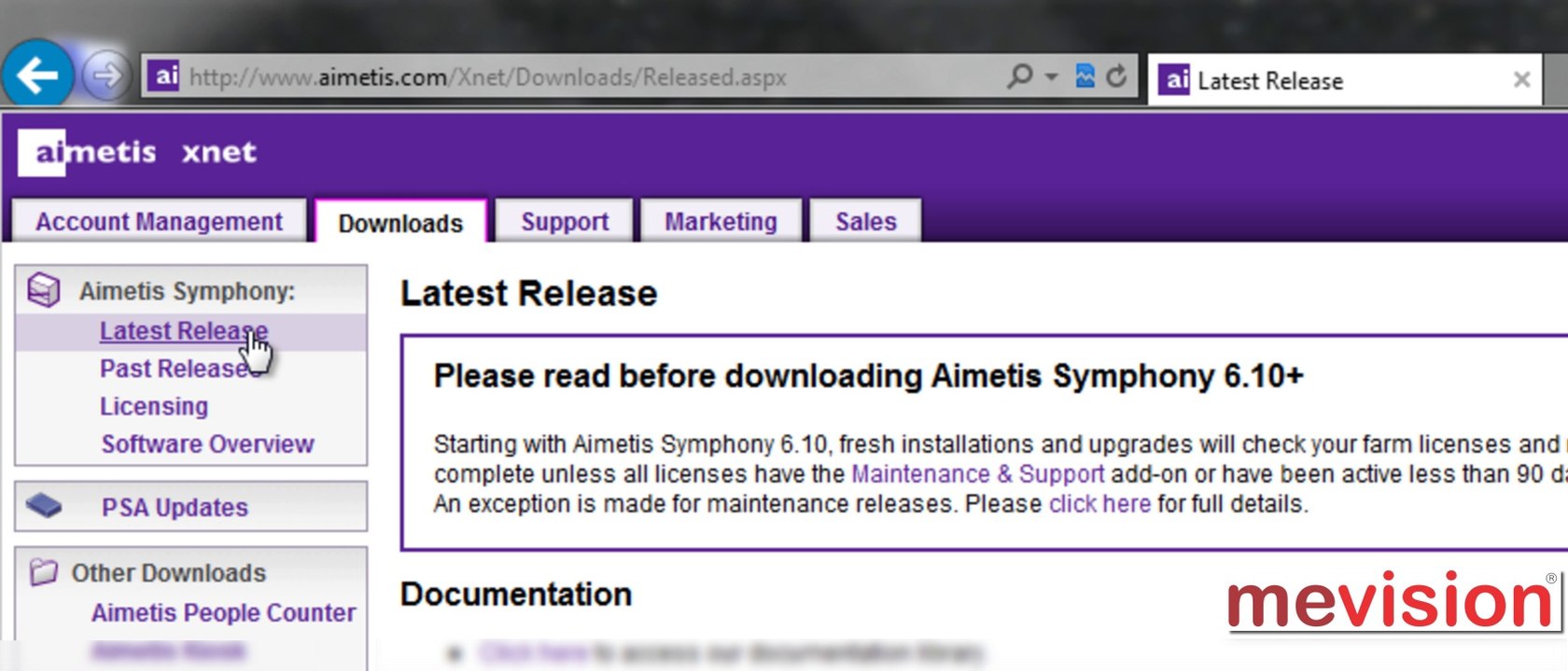 Aimetis Symphony Yazılım İndirme Yönergesi