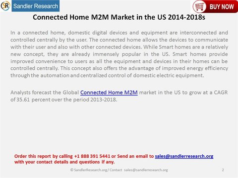 Global Connected Home M2M Market in the US to Grow at a CAGR of 35.61 percent