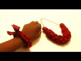 DIY Finger Knit Bracelet  / Two Finger Knitted Fabric Bracelet