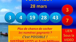 My million- Euro Millions numeros gagnants du vendredi 28/03