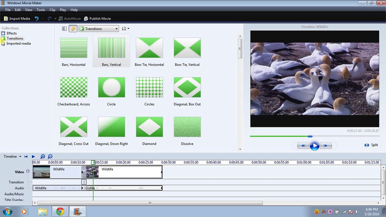 How to add a transition to a video in Windows Movie Maker 6.0