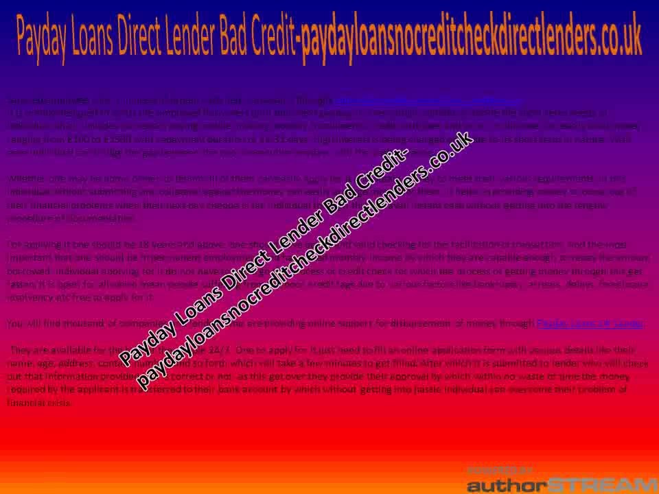 Payday Loans No Credit Check Direct Lenders