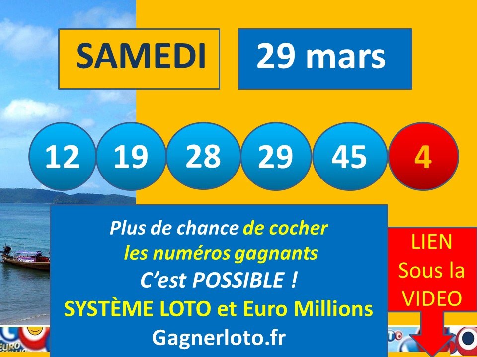 LOTO Samedi 29 mars 29/03 numeros gagnants