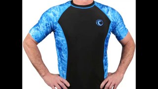 Cheap Aqua Design Men's Big Wave Rash Guard Short Sleeve Surf Swim UPF 50+ Shirt