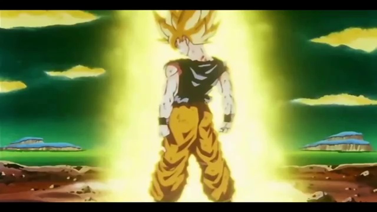 Goku goes super saiyan for the first time DBZ