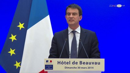 Intervention du ministre de l'Intérieur lors du second tour des élections municipales 2014