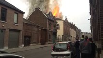 Spectaculaire incendie rue aux Laines à Verviers
