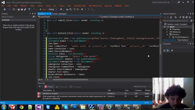 Hakan URBAŞ C# Sql Update İşlemi(Veri Güncelleme)