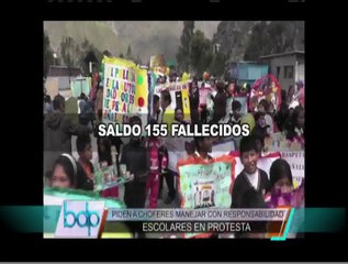 Escolares toman la Carretera Central para concientizar sobre seguridad vial